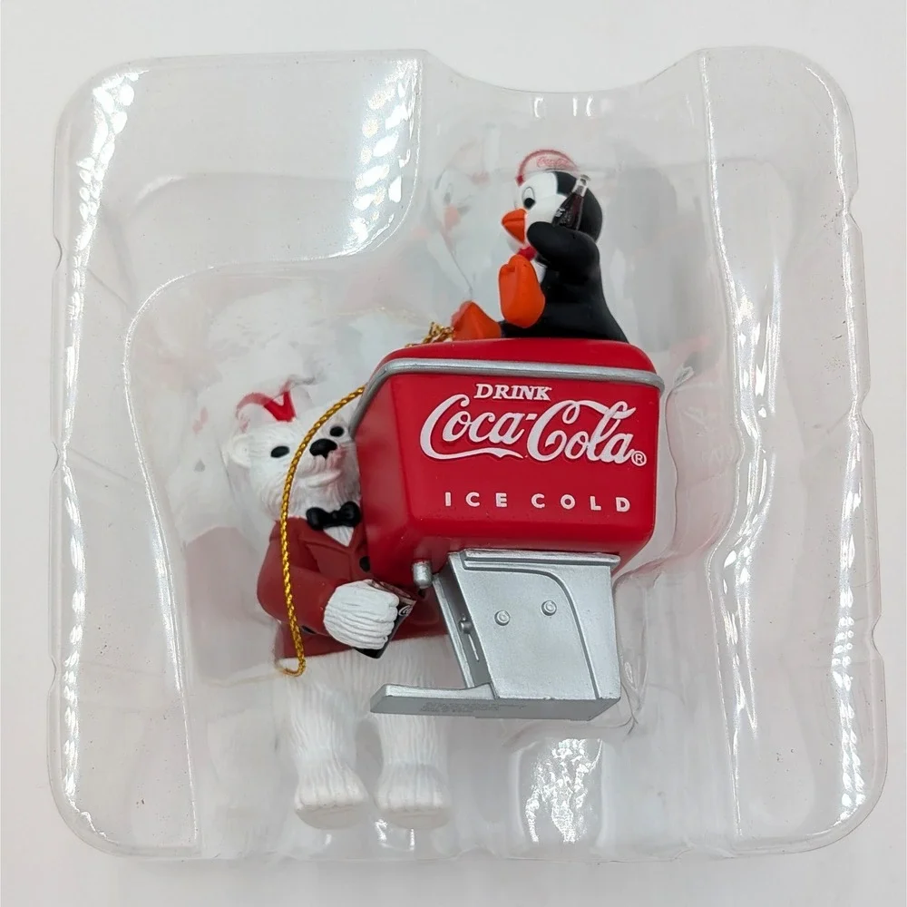Coca-Cola Polar Bear Penguin Soda Fountain Ornament Trim A Tree Cavanagh Box